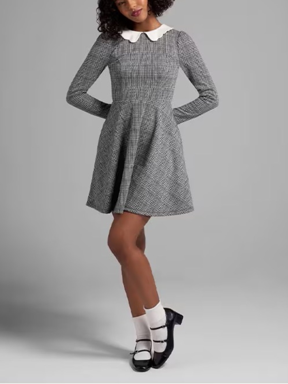 NWT MODCLOTH Glen Plaid Peter Pan Collar Flare Dress 1X